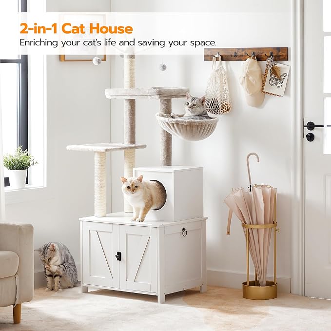 HOOBRO Cat Tree Tower with Litter Box Enclosure - Image 3