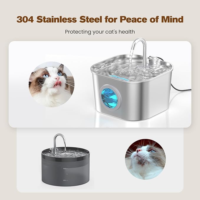 Stainless Steel Cat Water Fountain: 108oz/3.2L Pet Water Fountains Cat Watering - Image 2
