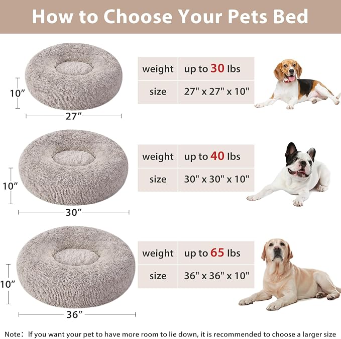 WNPETHOME Calming Dog Bed Cat Bed Donut, Faux Fur Pet Bed Self-Warming Donut - Image 4