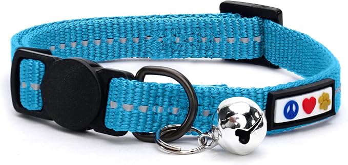 Pawtitas Recycled Teal Reflective Cat Collar – Eco-Friendly Breakaway Safety by Pawtitas