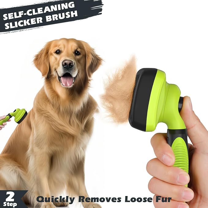 3PCS Self Cleaning Slicker Brush & Pet Grooming Rake & Bath Brush - Image 4