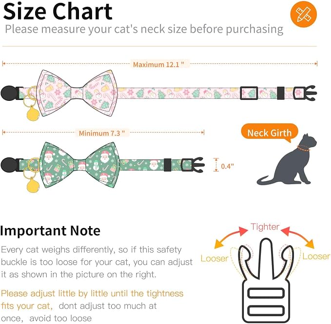 2 Pack Cotton Cat Collar with Bow Tie and Bell - Image 4