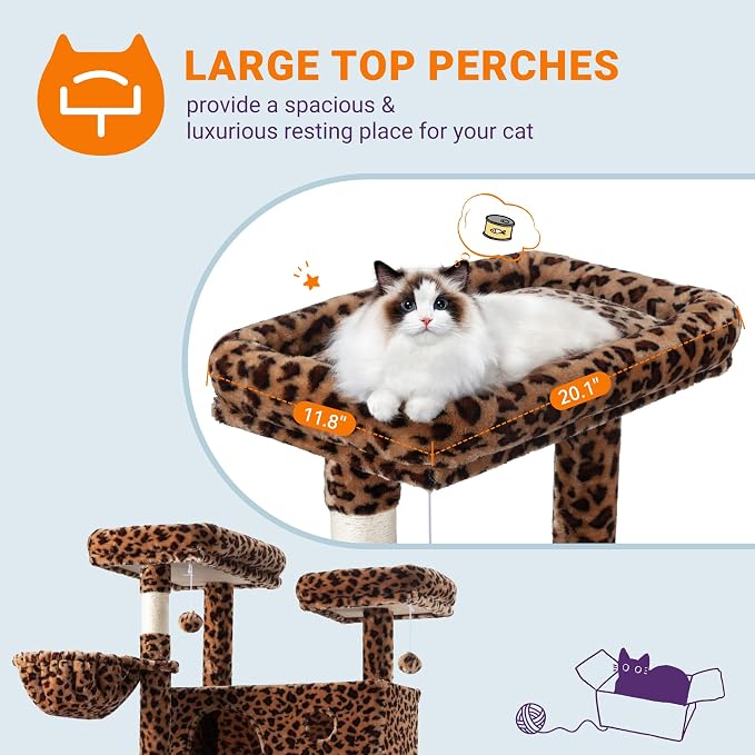 Allewie 81 Inches Tall Cat Tree/Multi-Level Large Climbing Tree House and Towers - Image 4