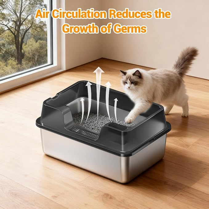 Stainless Steel Litter Box, XL Enclosed Cat Litter Boxes - Image 7