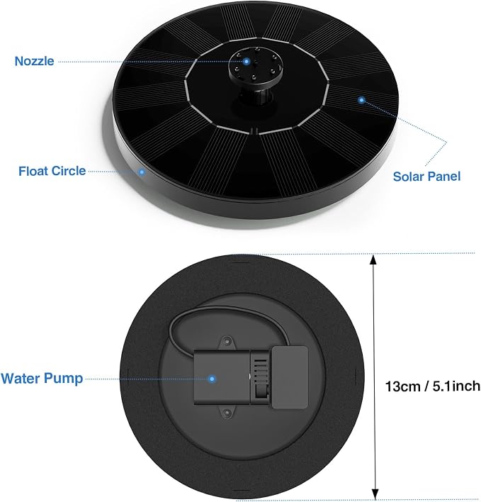 Solar Fountain, Floating Solar Powered Water Fountain Pump - Image 4