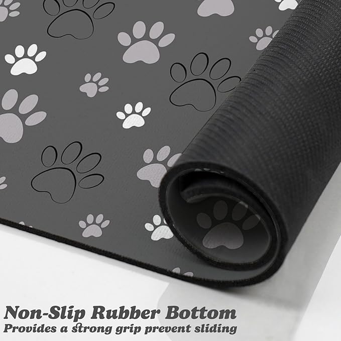 Dog Food Mat, Absorbent Water Bowl Mats Cat Pet Feeding Placemats Dark Gray 12 - Image 3