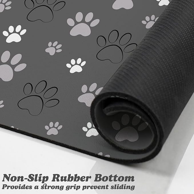 Dog Food Mat, Absorbent Water Bowl Mats Cat Pet Feeding Placemats Dark Gray 24 - Image 3
