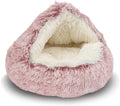 ShinHye Cat Bed Round Plush Fluffy Hooded Cat Bed Cave, Cozy by ShinHye