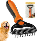 Undercoat Rake for Dogs, 2 in 1 Dematting Comb & Deshedding Tool for Long Hair by PEITAPET