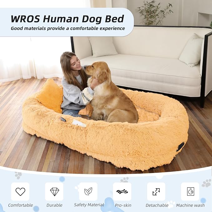 Human Dog Bed, Washable Faux Fur Pet Bed - Image 2