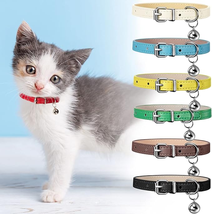 Weewooday 6 Pieces Leather Cat Collar - Image 5