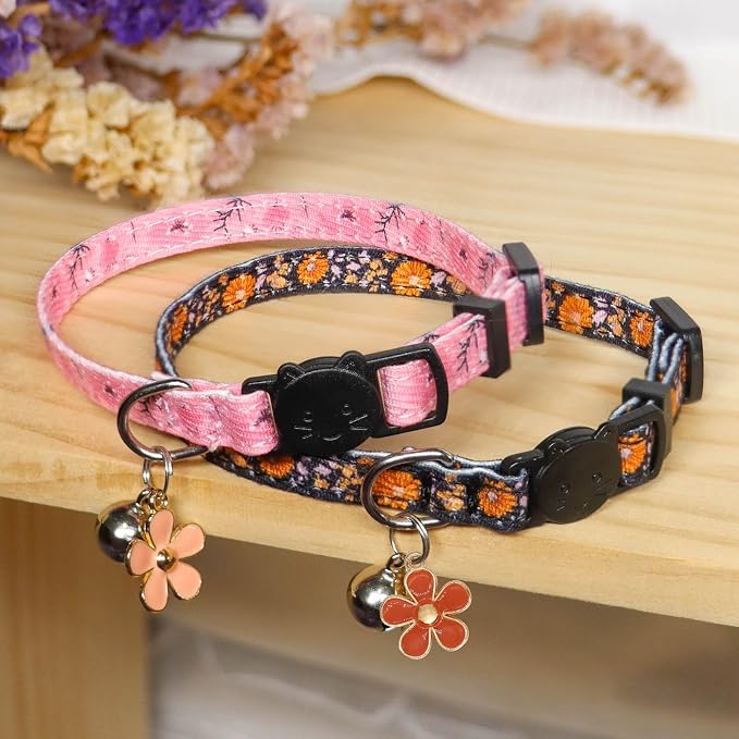 Cat Collar Breakaway, 2 Pack Cotton Cats Collars - Image 2