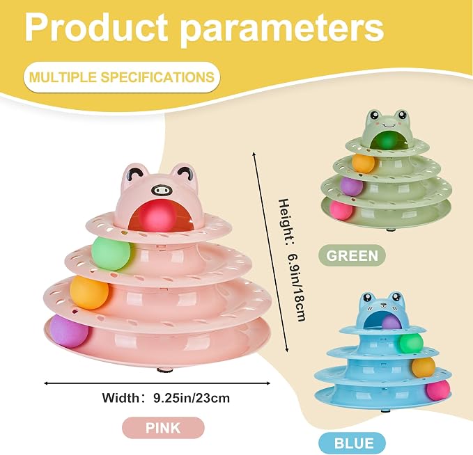 Gefryco Cat Toys 4-Tier Roller Track, Turntable Cat Tower Toy - Image 3