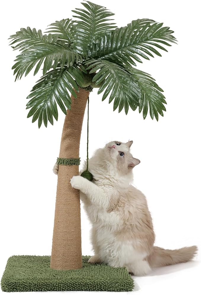 Palm Tree Cat Scratching Post, 3 Interactive Balls and Curved Design Scratching by Unknown