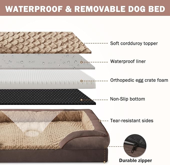 INVENHO Orthopedic Dog Bed for Extra Large Dogs, XXL Egg-Crate Foam Dog Couch - Image 4