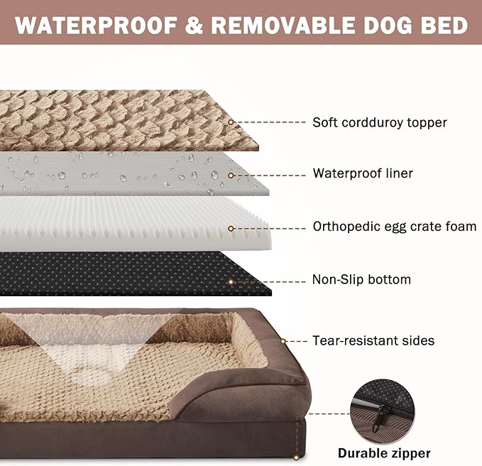 INVENHO Orthopedic Dog Bed for Large Dogs, Washable Waterproof, Egg-Crate Foam - Image 4