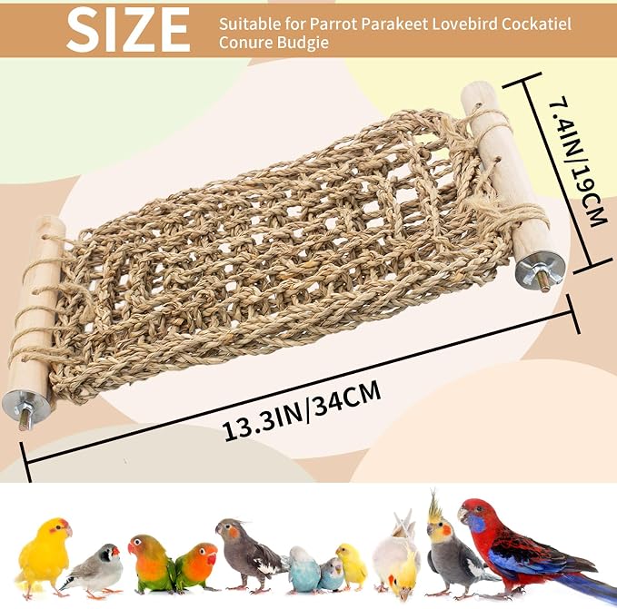 FlidRunest Conure Ladder Perch for Cage, Bird Seagrass Ladder Bridge Exercise - Image 4