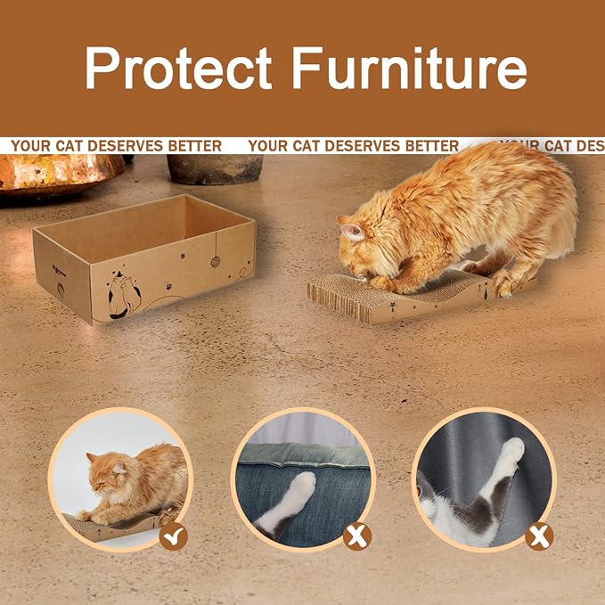 Cat Scratcher Cardboard Pad Scratch Box, Reversible Durable - Image 3
