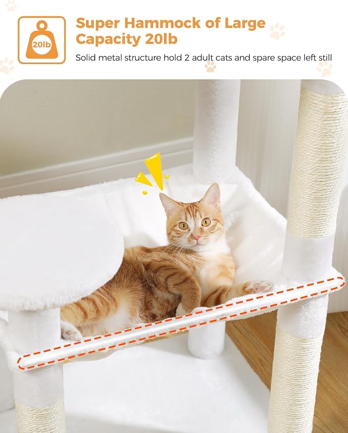Cat Tree for Large Cats with Metal Plush Big Hammock, 56.3" Cat Tower for - Image 4