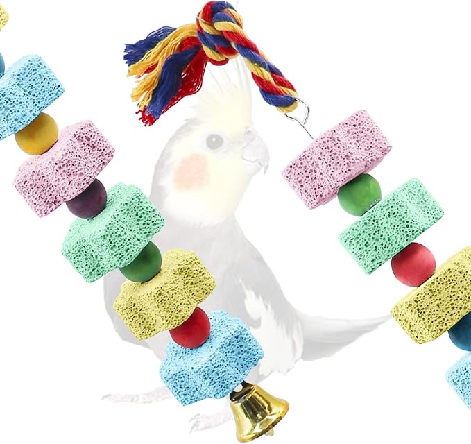 2 Pack Bird Chewing Toy, Colorful Parrot Beak Grinding Calcium Stone - Image 3