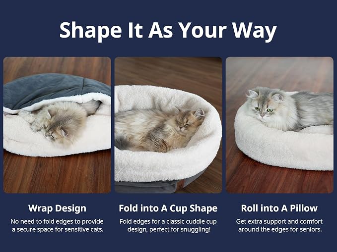 Heated Cat Bed with Auto Shut Off Timer, 17.7" x 13.7" Adjustable Temperature - Image 4