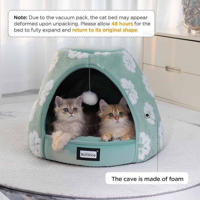 BALANCE Cat Beds for Indoor Cats, 2-in-1 Cat Bed Cave - Image 2