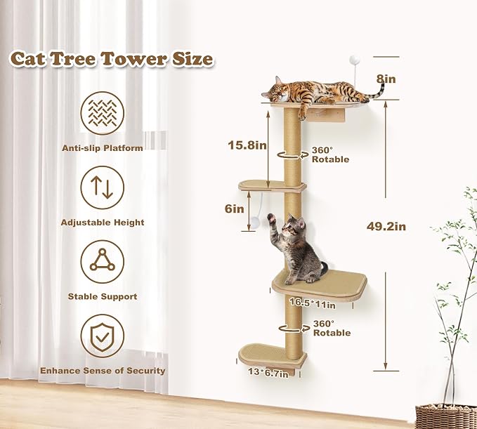 Cat Wall Shelves & Climber for Kittens – 4-Level Wall Mounted Cat Tree - Image 2