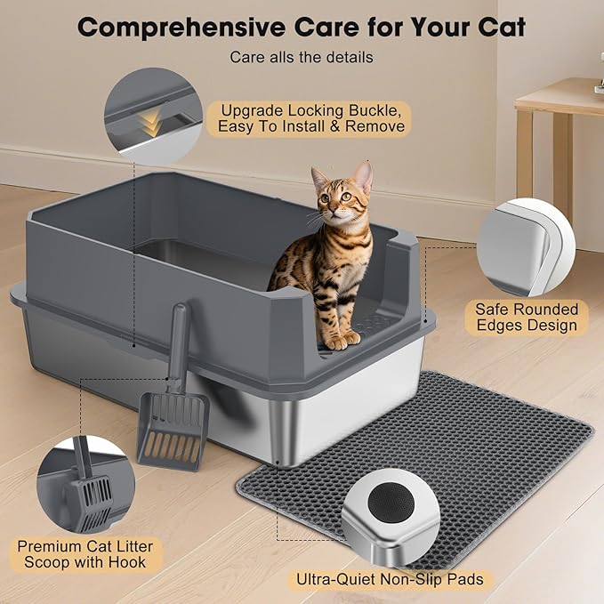 FURTIME Stainless Steel Litter Box - Image 6