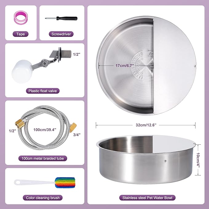 6L Automatic Dog Water Bowl Dispenser Outdoor Stainless Steel Pet Waterer Self - Image 6