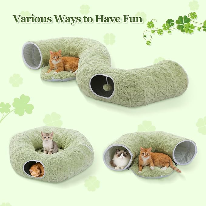 PEQULTI Cat Tunnel with Bed for Indoor Cats, Cat Play Donut Tunnel with - Image 4