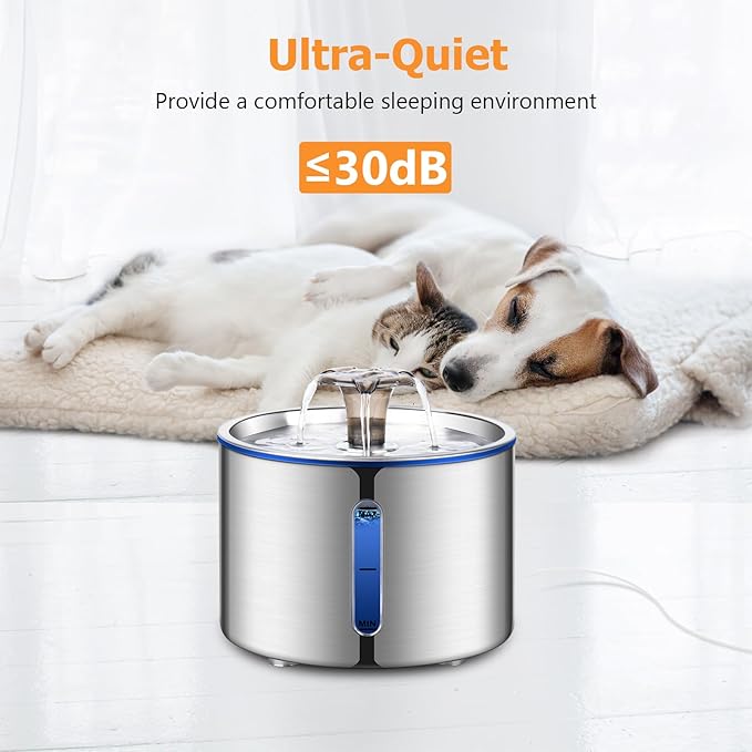 Cat Water Fountain, 84oz/2.5L Stainless Steel Pet Water Fountain, Automatic Dog - Image 4