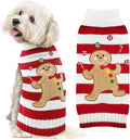 Dog Christmas Sweater Xmas Pet Clothes Cute Striped Gingerbread Man Costume by DOGGYZSTYLE
