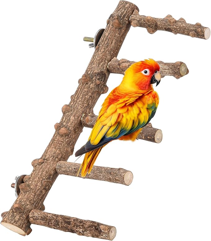 Mogoko Bird Ladder Perch for Cage, Natural Wood Bird Parrot Perch Stand Parrot - Image 9