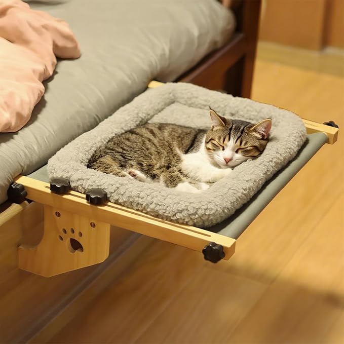 Cat Window Perch- Adjustable Sill Fit, Renter-Safe, Wood-Metal Frame Sturdy - Image 9