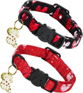 Valentine Cat Collar-2 Pack Collars Red and Black Heart Print Breakaway by BoboRainbow