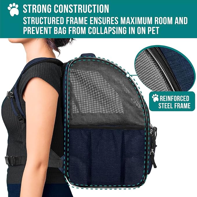 PetAmi Dog Backpack Carrier for Small Large Cat, Ventilated Pet Hiking Backpack - Image 6