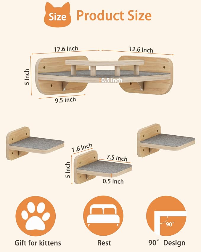 Megidok Cat Wall Furniture Corner Climbing Shelf Perches, Cat Bed Wall Mounted - Image 2