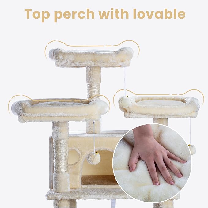 SHA CERLIN 68 Inches Multi-Level Large Cat Tree - Image 4