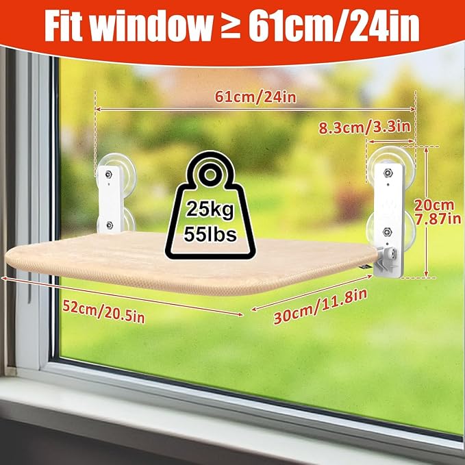 Sunhoo 2PCS Cat Window Hammock Perch Cordless Window Sill Seat Bed Foldable - Image 6
