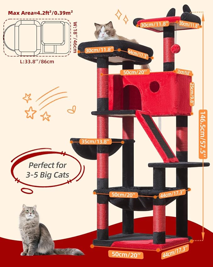 Taoqimiao Gothic Cat Tree 57.5-Inch, Cat Tower - Image 2