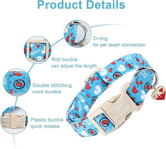 Valentines Dog Collar, Cute Loving Heart Printed Collar