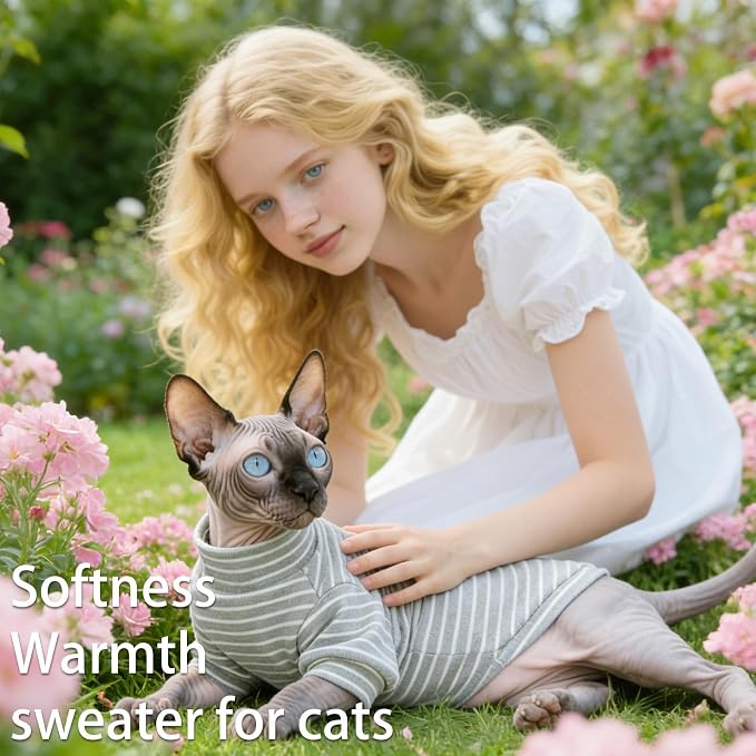 Fleece Sphynx Cat Clothes Soft Hairless Cat Clothes Pullover Cat Sweater - Image 3