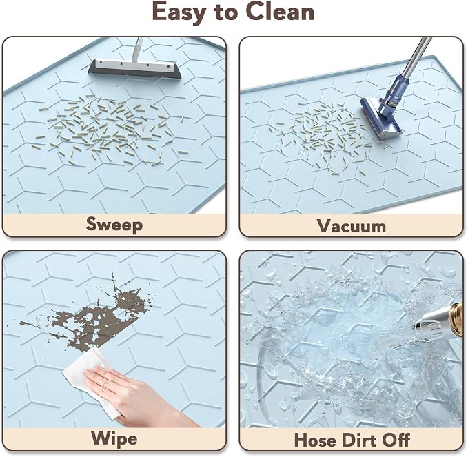 Silicone Cat Litter Trapping Mat, Large Waterproof 34" X 22" Cat Litter Box Mat - Image 5
