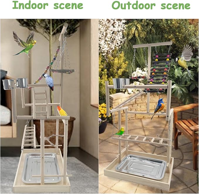 Hamiledyi 4 Layers Large Bird Playground 32" H Pet Parrot Playstand Gym Perch - Image 7