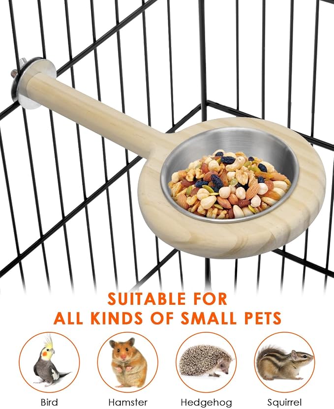 KATUMO Bird Perch Feeding Cup Birds Platform Parrot Wood Perch Stand Toy Cage - Image 6