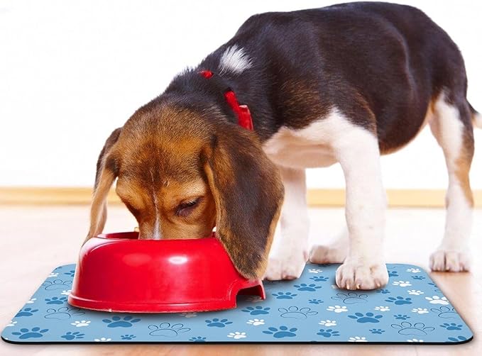 Dog Food Mat, Absorbent Water Bowl Mats Cat Pet Feeding Placemats Blue 17 * 30 - Image 6