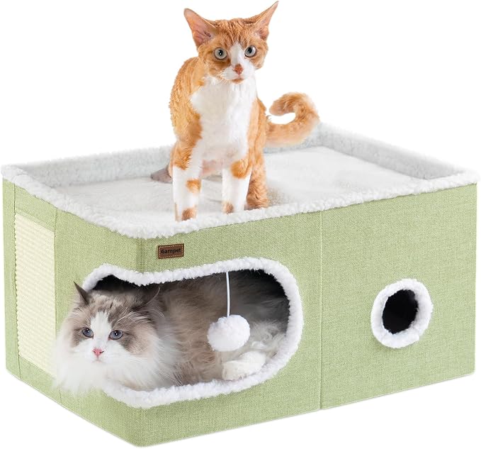 Cat Bed for Indoor Cats Cube House, Covered Cat Cave Beds & Furniture by Garnpet