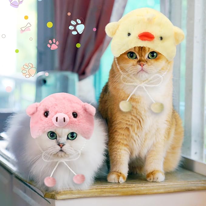 Weewooday 5 Pcs Cat Adorable Costume Pig Chick Goose Watermelon Taiyaki Fish - Image 4