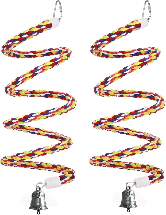 2Pcs 63'' Bird Rope Perches Birdcage Swing Toys 100% Cotton Natural Bird Perch by OSWINMART