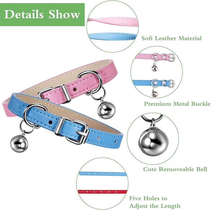 Weewooday 6 Pieces Leather Cat Collar - Image 3